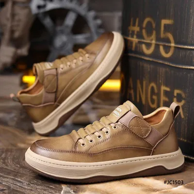 Cowhide Leather Versatile Casual Sneakers